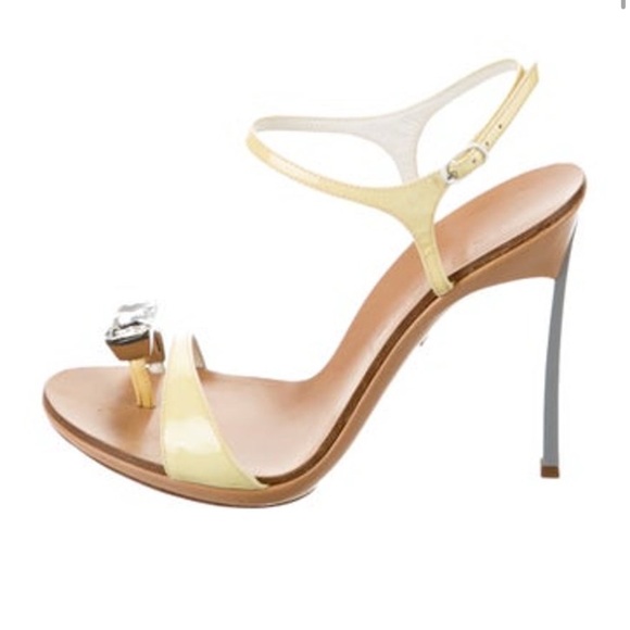 CASADEI PANTENT LEATHER WITH CRYSTAL EMBELLISHMENT STONE - Picture 1 of 7